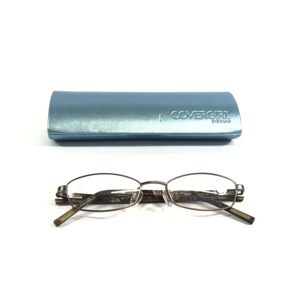 Covergirl Eyeglasses Frames CG0386 col. 045 Shiny Brown Gold Rectangle 48-17-130